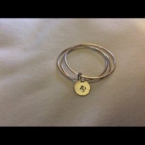 3 connected sterling silver bangles